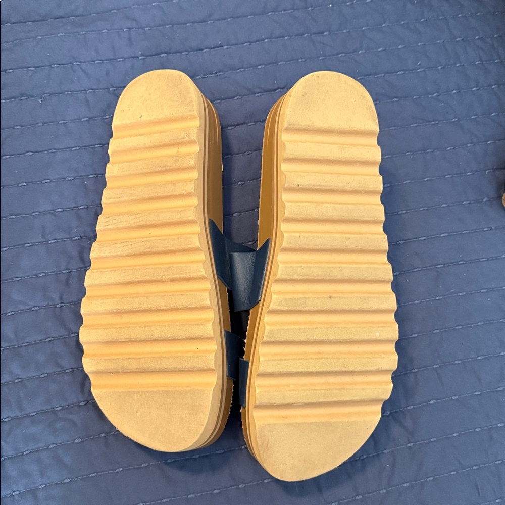 Reef Deep Blue Cork Slide Sandals - Picture 2 of 3